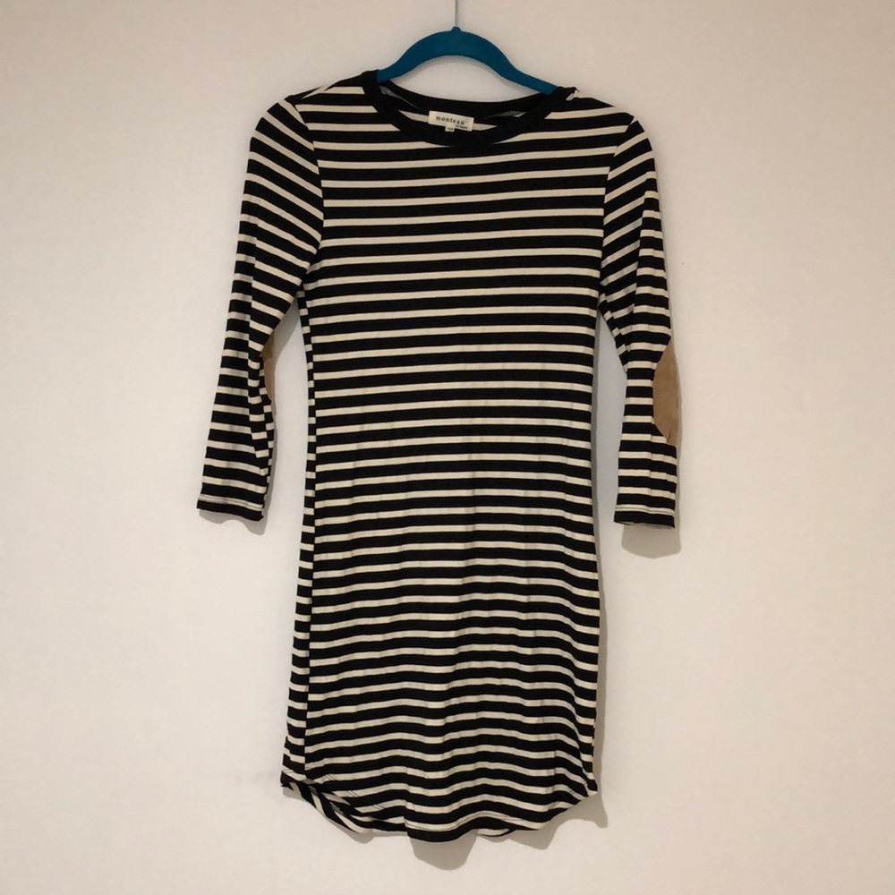 Striped Dress with elbow patches